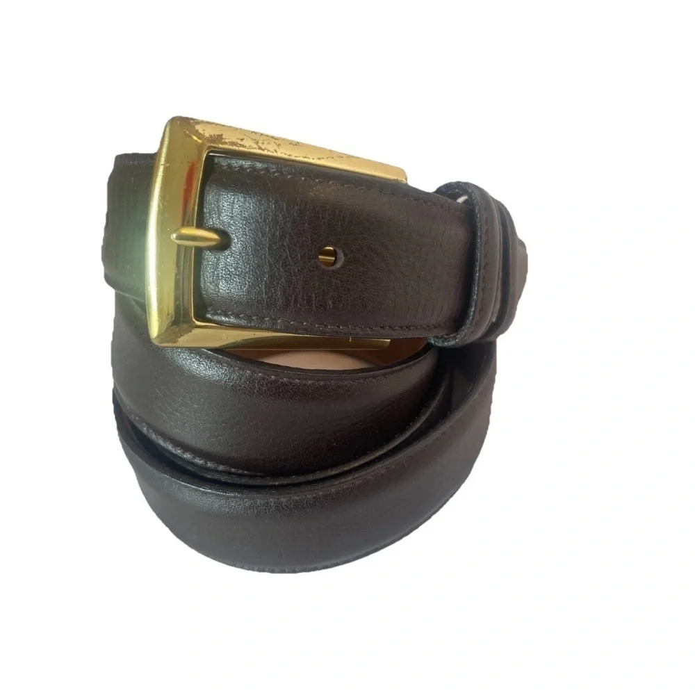 Trafalgar Men’s Belt Sz 42 BROWN Hand Made USA Soft Glove Leather Brass Buckle
